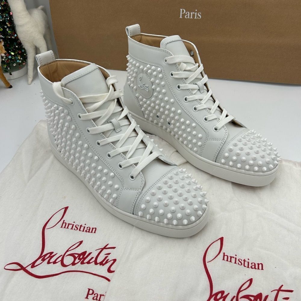 Men’s Christian Louboutin all over spikes high top sneakers size 44 made Italy - Picture 2 of 12